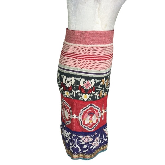 Anthropologie Moth Chava Folk Bird Floral Embroidered Sweater Pencil Skirt - M - Picture 8 of 16